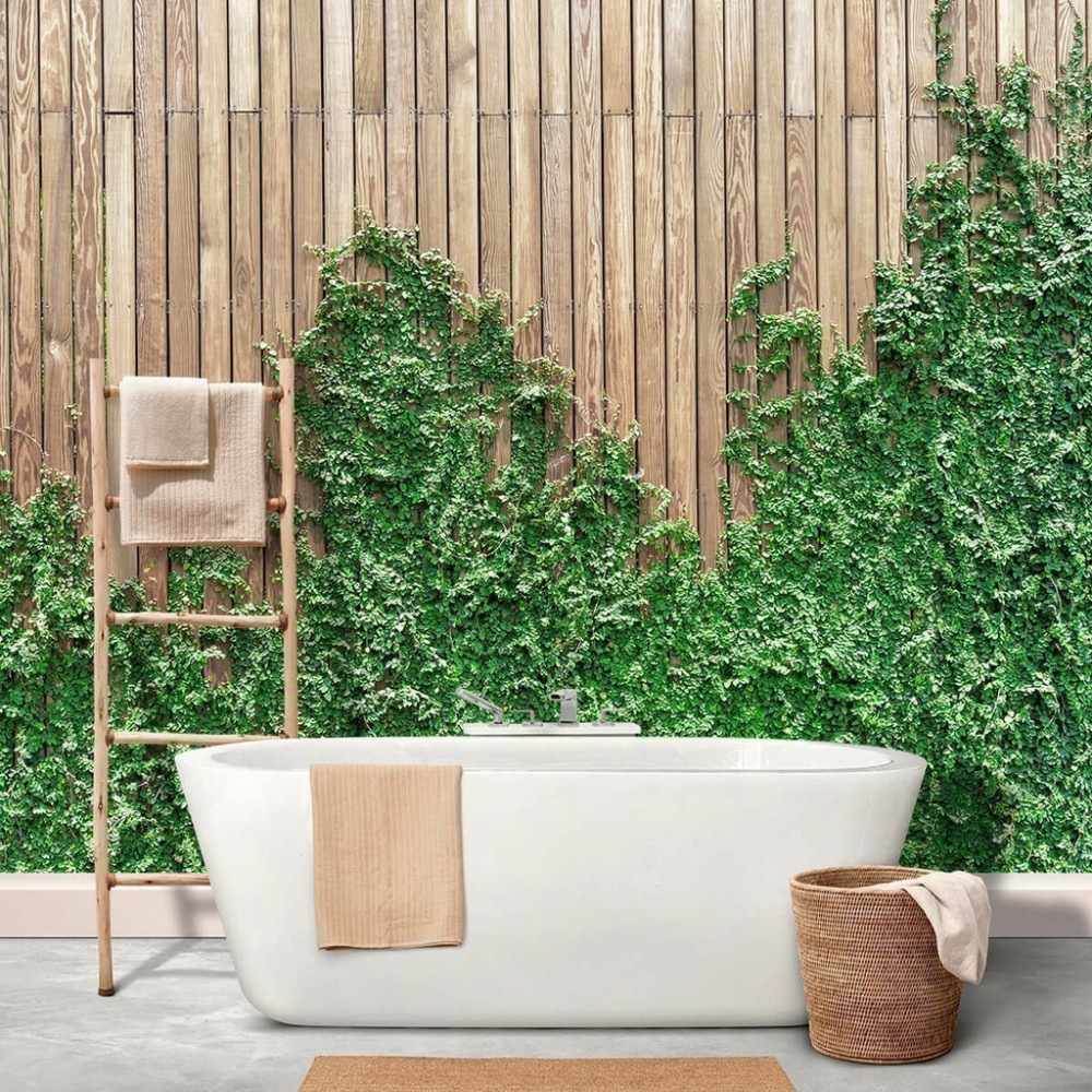 Papel de Parede Personalizado Plantas e Madeiras em Harmonia