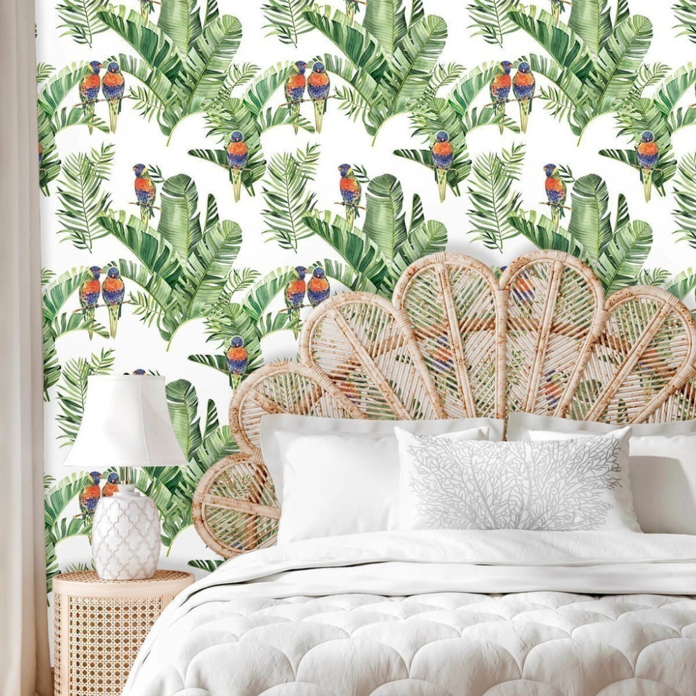 Papel de Parede Personalizado Araras e Folhas Papel de Parede Personalizado Araras e Folhas