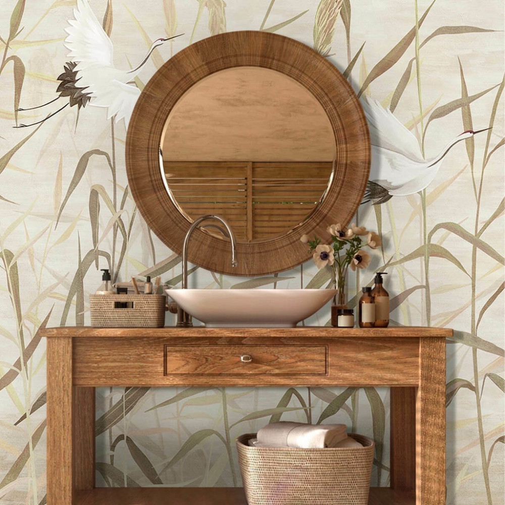 Papel de Parede Personalizado Pássaros Brancos em Fundo Tons Pastéis