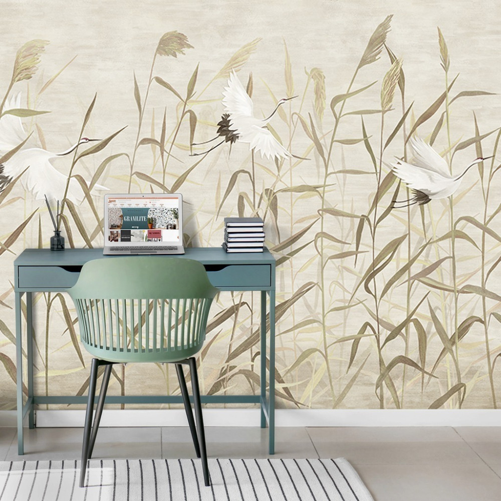 Papel de Parede Personalizado Pássaros Brancos em Fundo Tons Pastéis