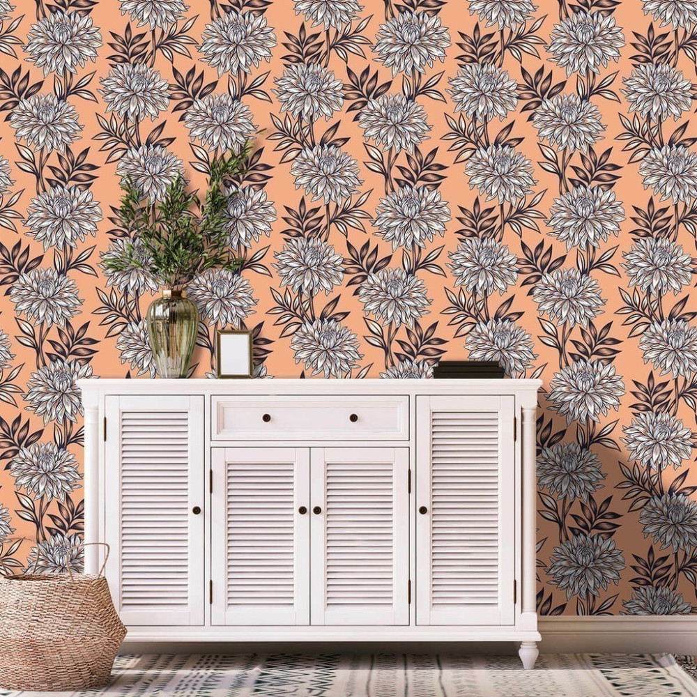 Papel de Parede Personalizado Elegância Floral Papel de Parede Personalizado Elegância Floral