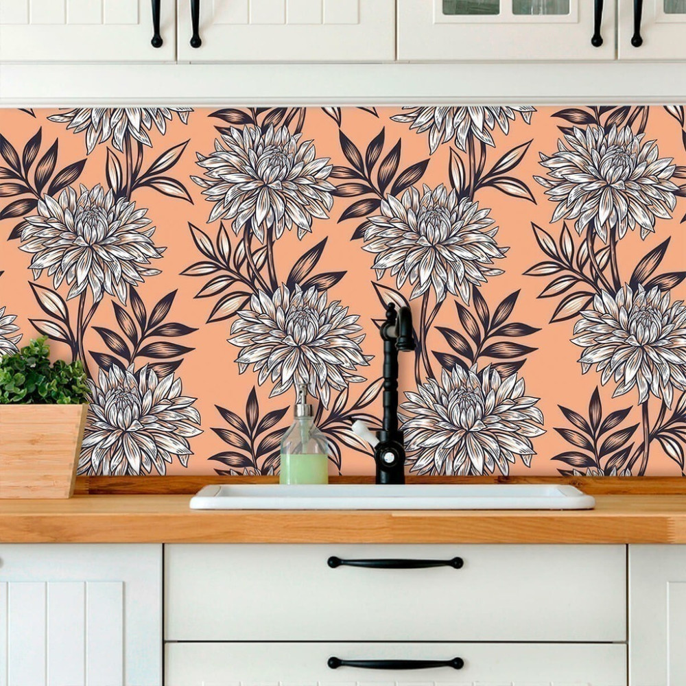 Papel de Parede Personalizado Elegância Floral Papel de Parede Personalizado Elegância Floral