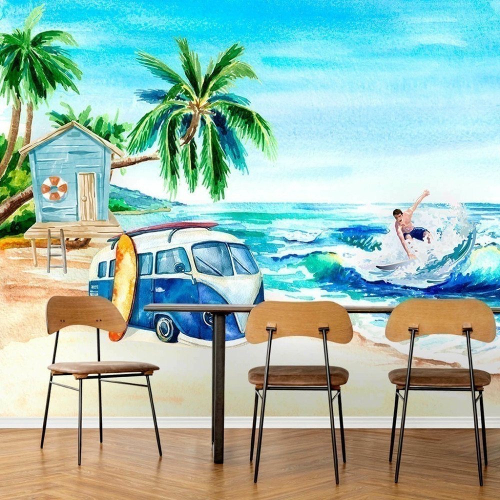Papel de Parede Personalizado Beach Surf Papel de Parede Personalizado Beach Surf