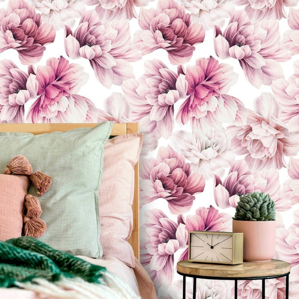 Papel de Parede Personalizado Flores em Tons de Rosa