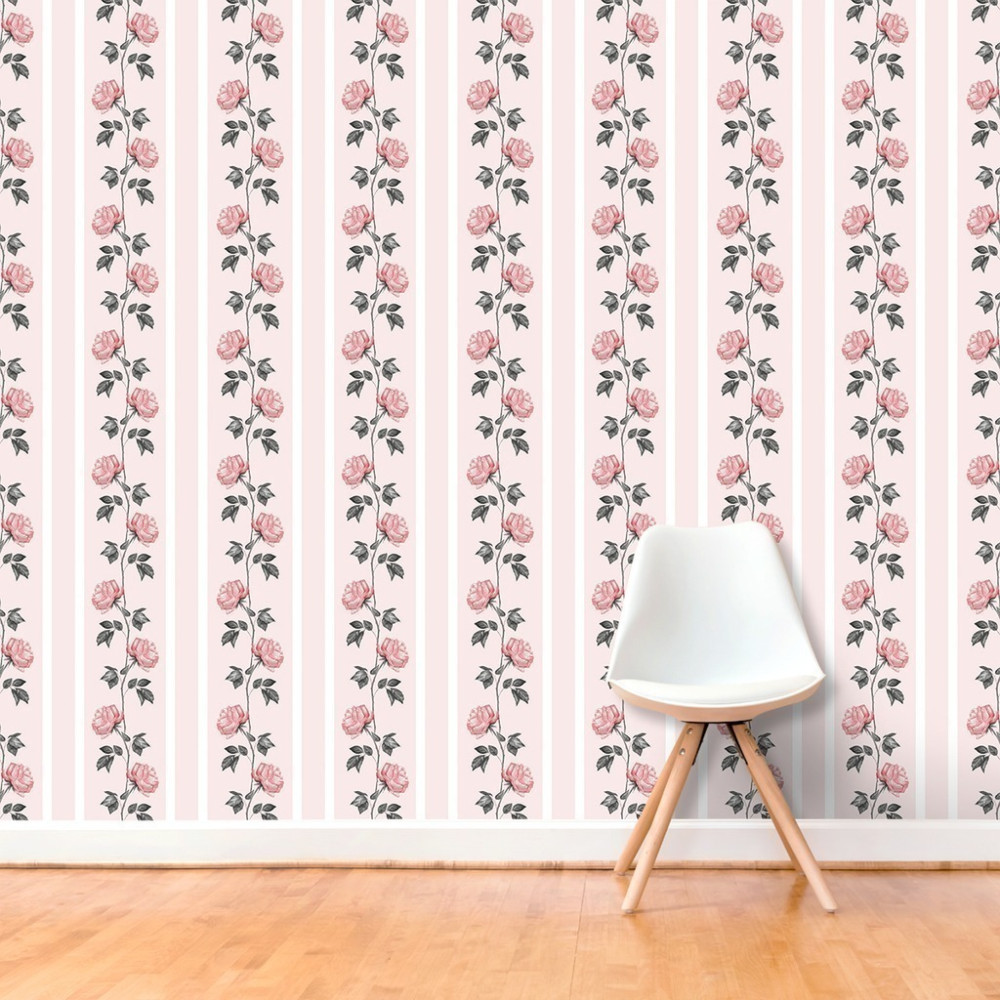 Papel de Parede Personalizado Rosas em Linhas Continuas Papel de Parede Personalizado Rosas em Linhas Continuas