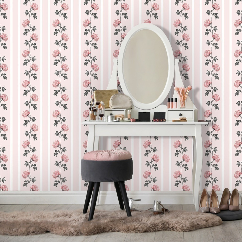 Papel de Parede Personalizado Rosas em Linhas Continuas Papel de Parede Personalizado Rosas em Linhas Continuas