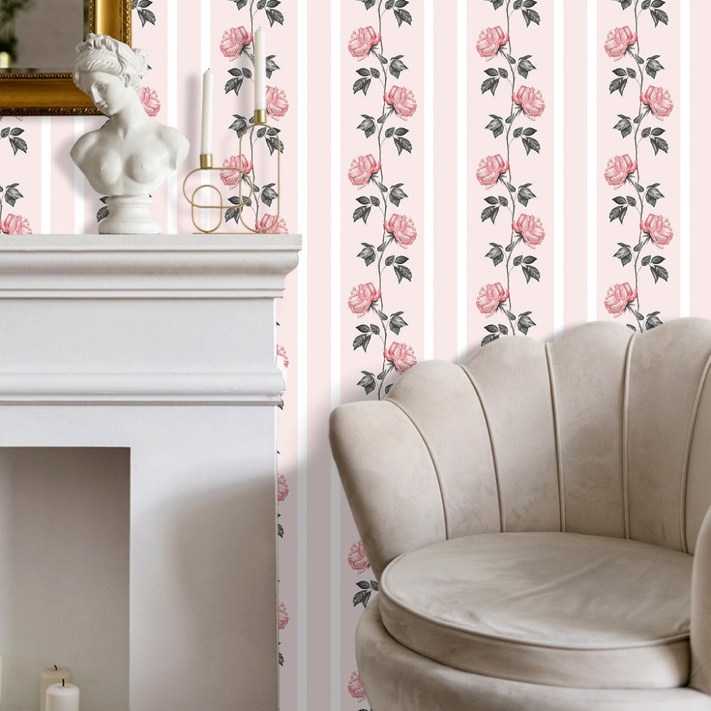 Papel de Parede Personalizado Rosas em Linhas Continuas Papel de Parede Personalizado Rosas em Linhas Continuas