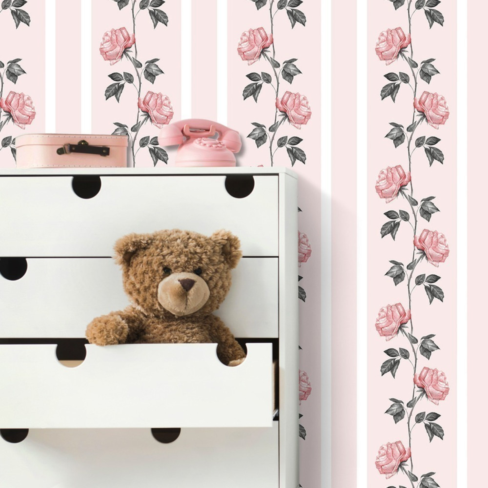 Papel de Parede Personalizado Rosas em Linhas Continuas Papel de Parede Personalizado Rosas em Linhas Continuas