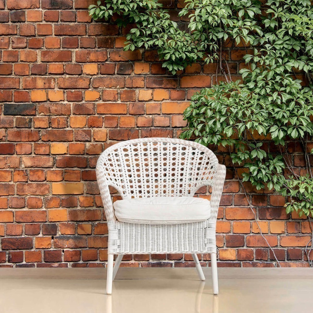 Papel de Parede Personalizado Tijolinhos com Plantas