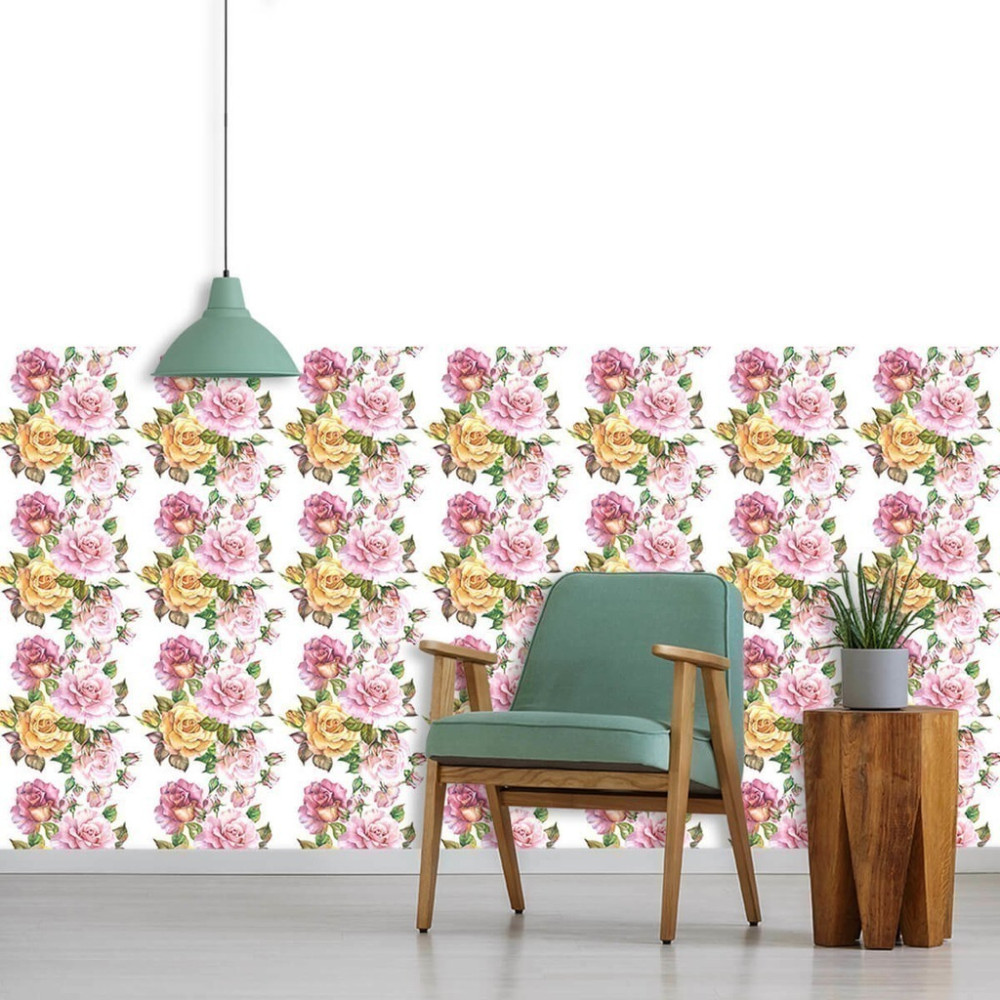 Papel de Parede Personalizado Tiras de Rosas