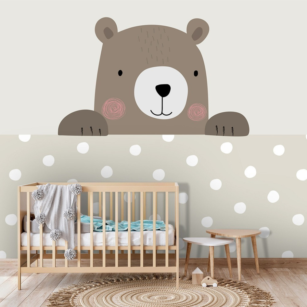 Papel de Parede Personalizado Urso com Poá