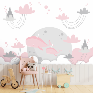 Papel de Parede Personalizado Baleia Rosa