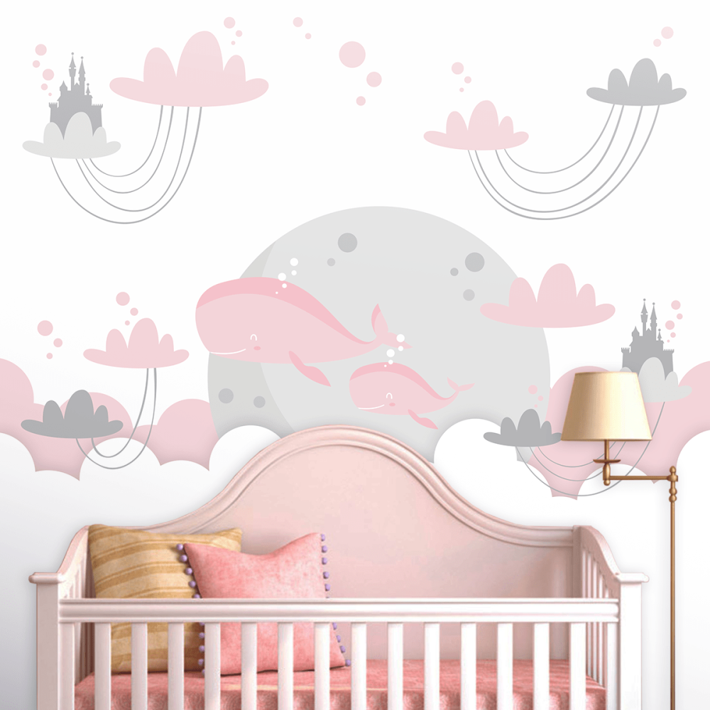 Papel de Parede Personalizado Baleia Rosa