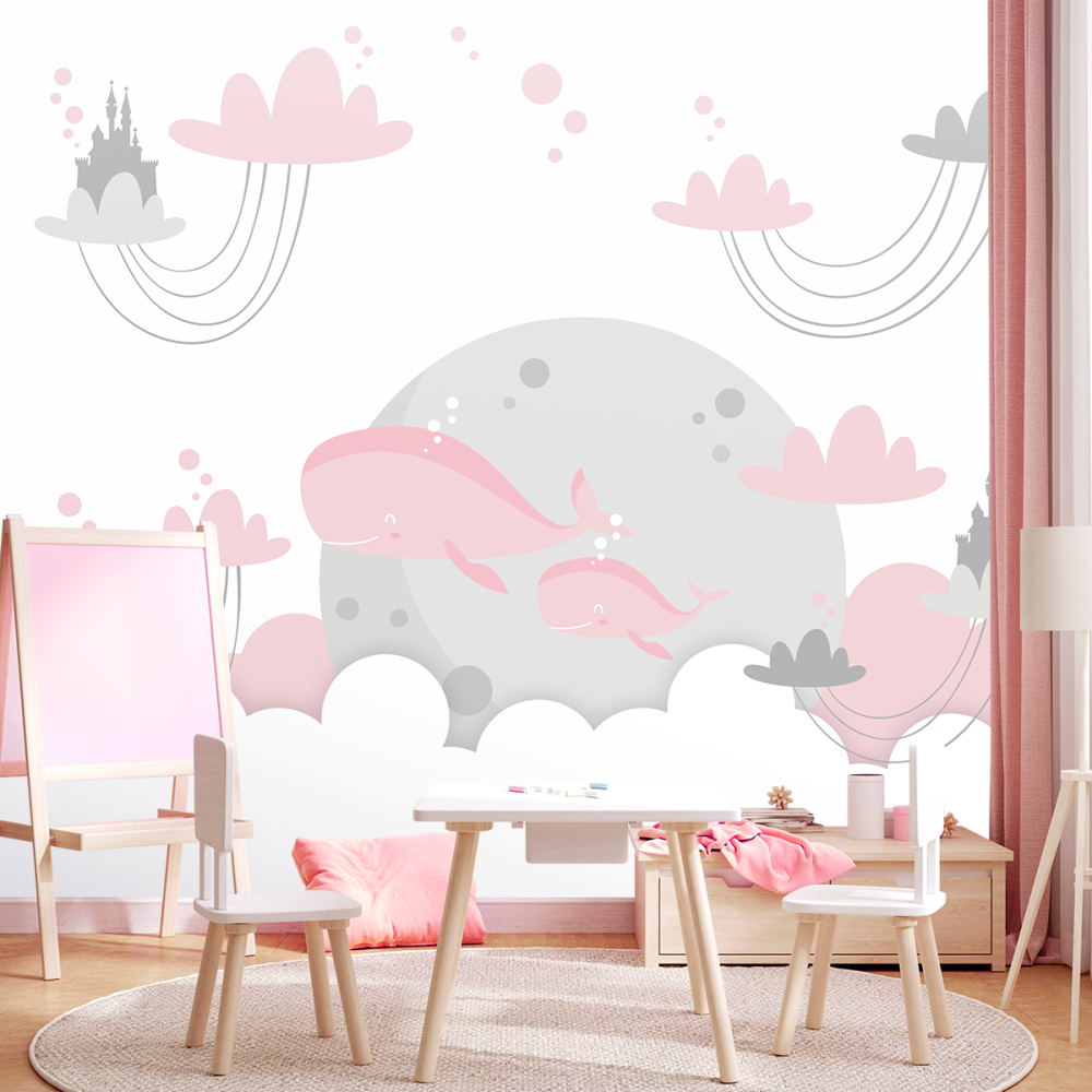 Papel de Parede Personalizado Baleia Rosa
