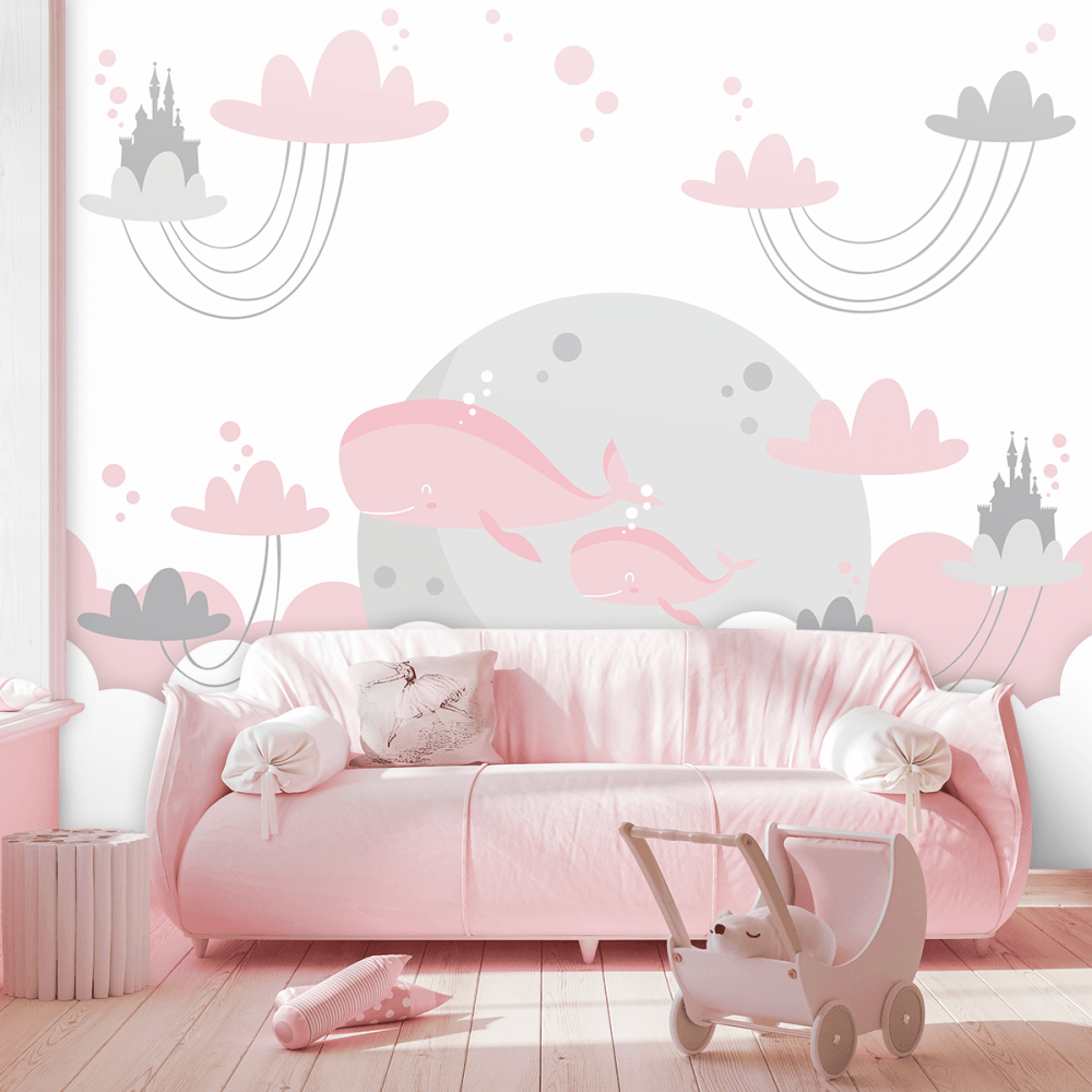 Papel de Parede Personalizado Baleia Rosa