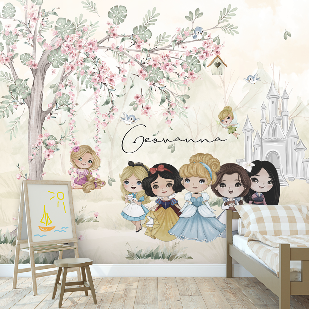 Papel de Parede Personalizado Princesas com Nome