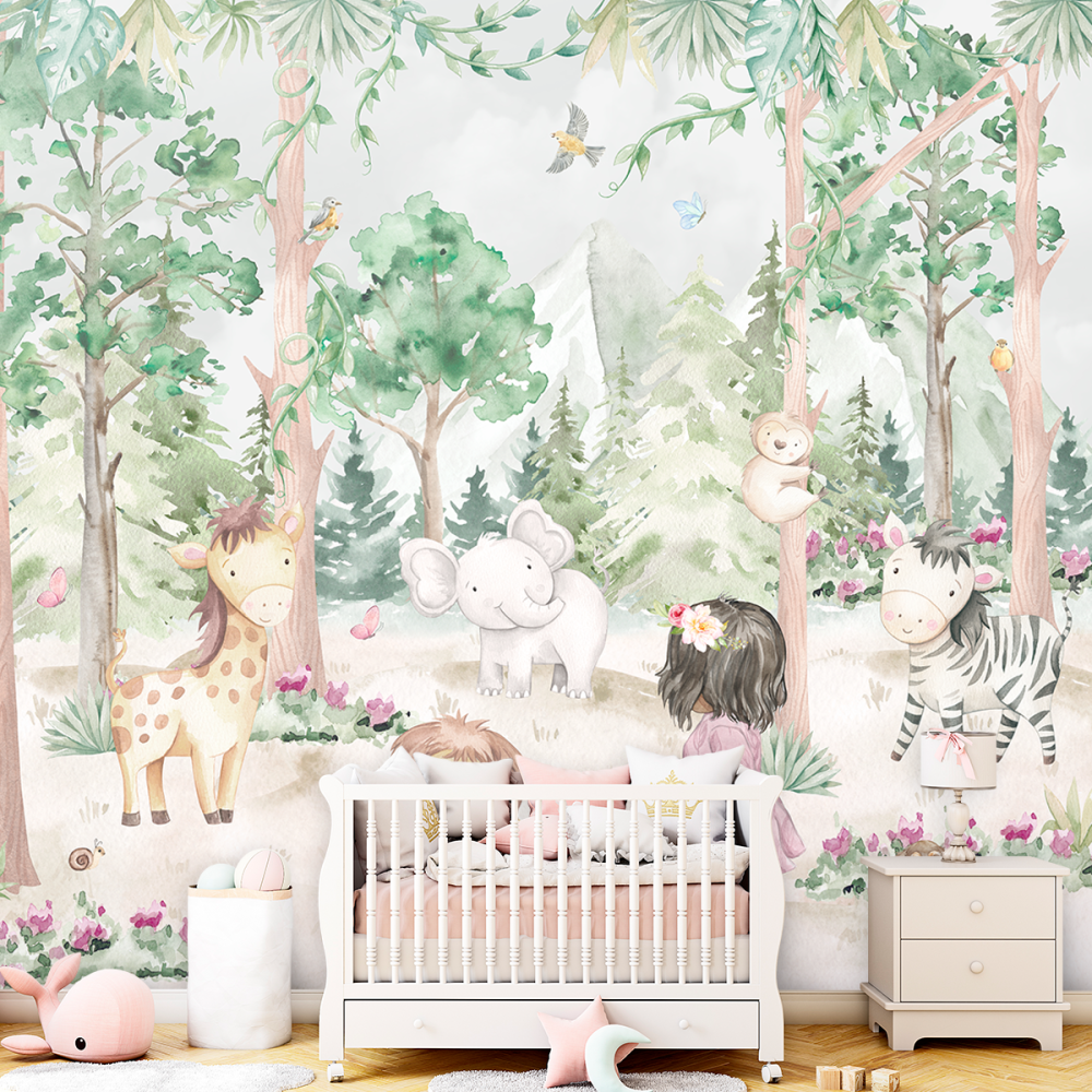 Papel de Parede Personalizado Encontro dos Animais na Floresta