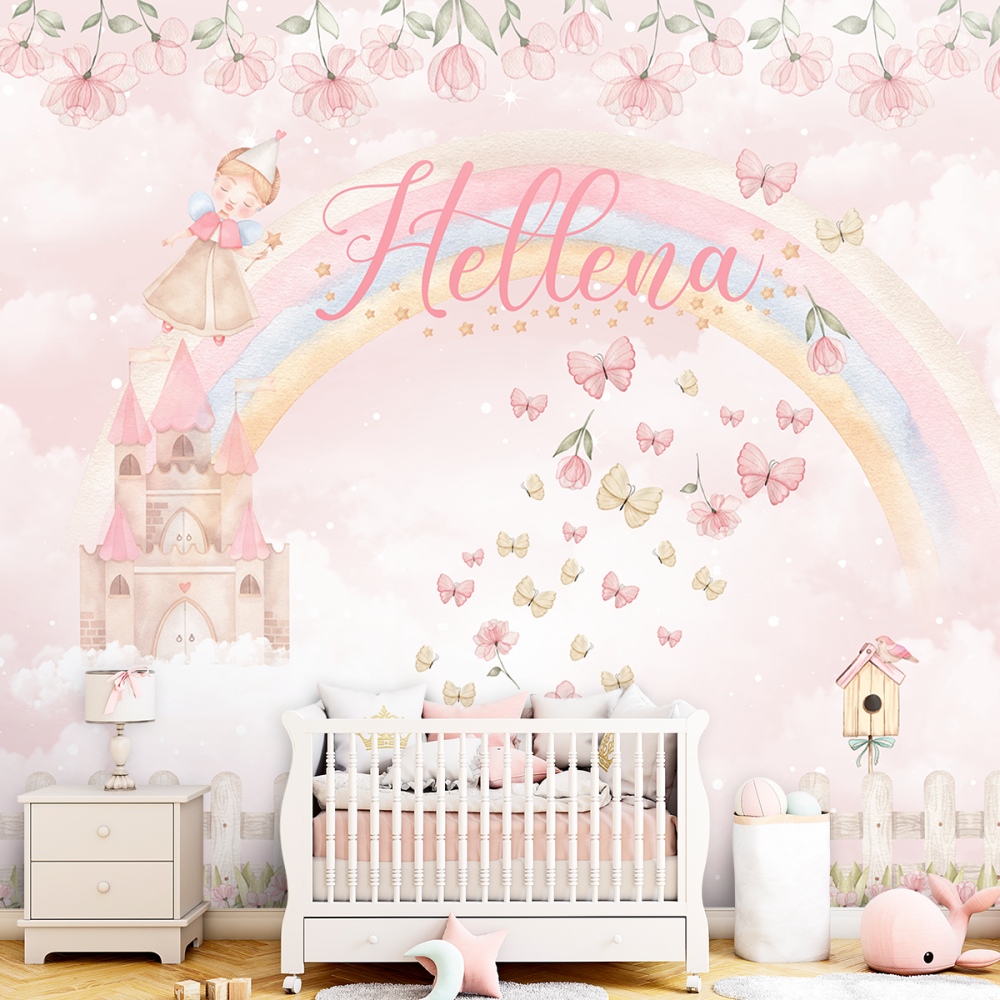 Papel de Parede Personalizado Borboletas em busca do Arco Íris