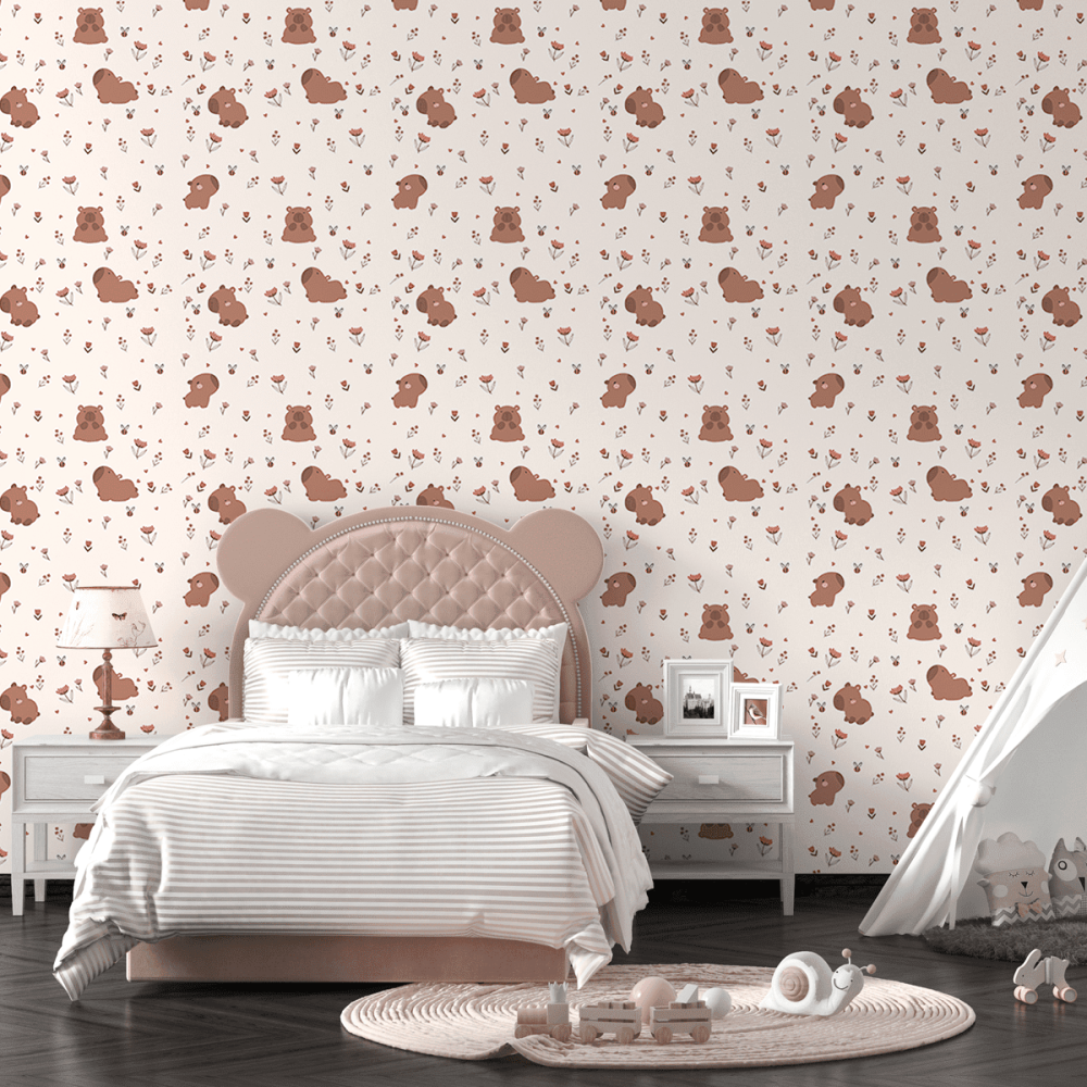 Papel de Parede Personalizado Capivaras no Jardim