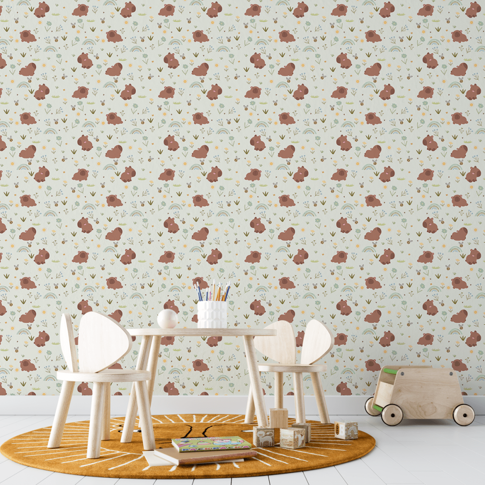 Papel de Parede Personalizado Capivaras no Campo Mágico