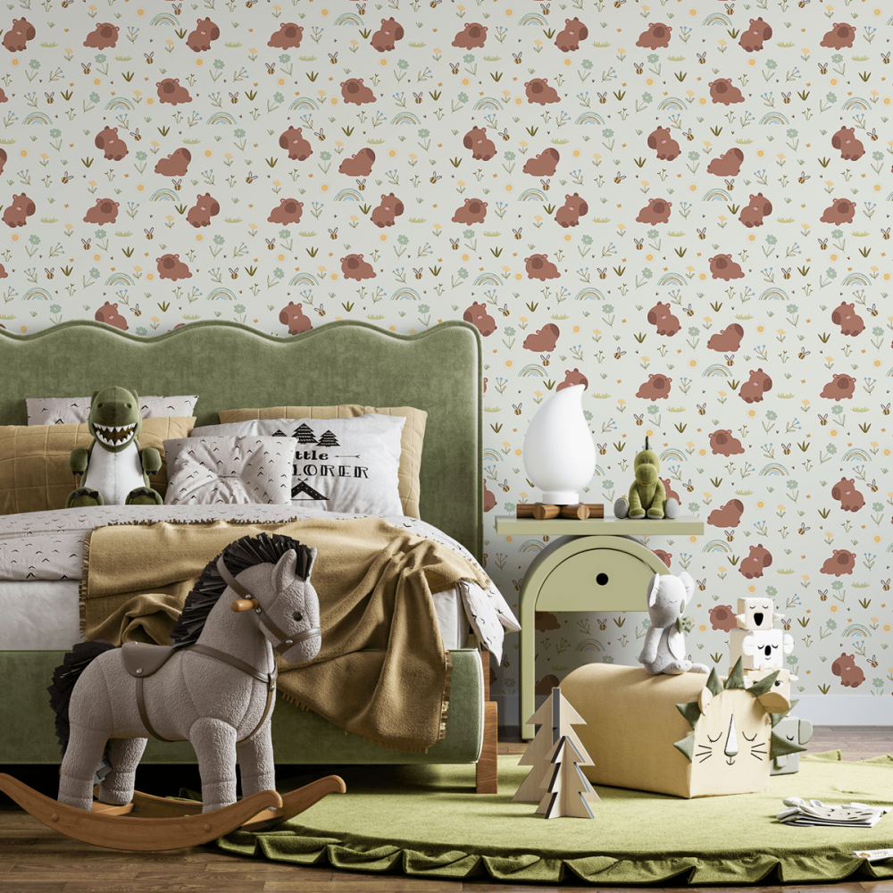 Papel de Parede Personalizado Capivaras no Campo Mágico