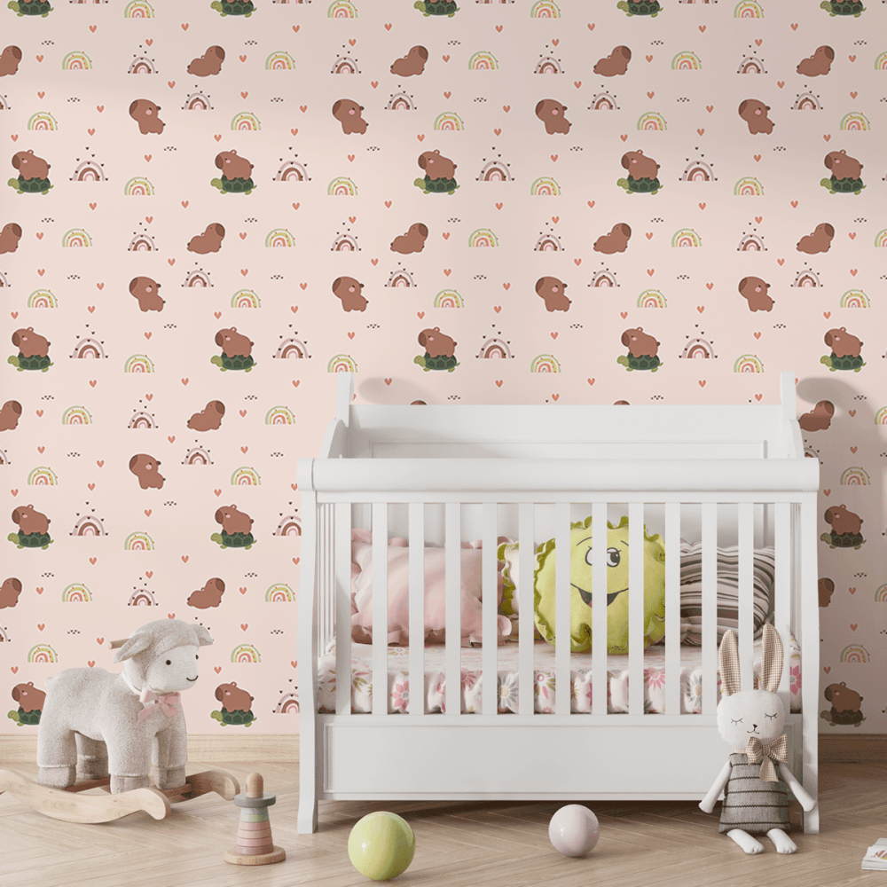 Papel de Parede Personalizado Capivaras e Arco Íris Papel de Parede Personalizado Capivaras e Arco Íris