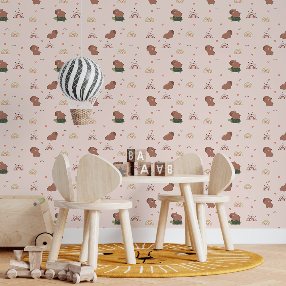 Papel de Parede Personalizado Capivaras e Arco Íris Papel de Parede Personalizado Capivaras e Arco Íris
