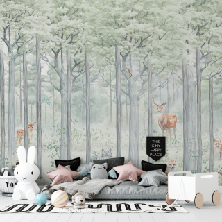 Papel de Parede Personalizado Bosque dos Animais Encantados
