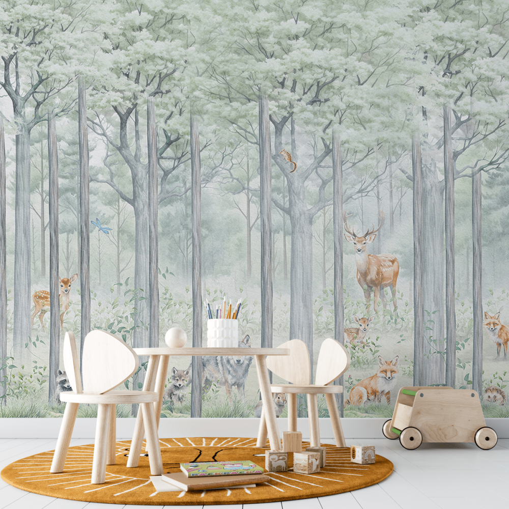 Papel de Parede Personalizado Bosque dos Animais Encantados