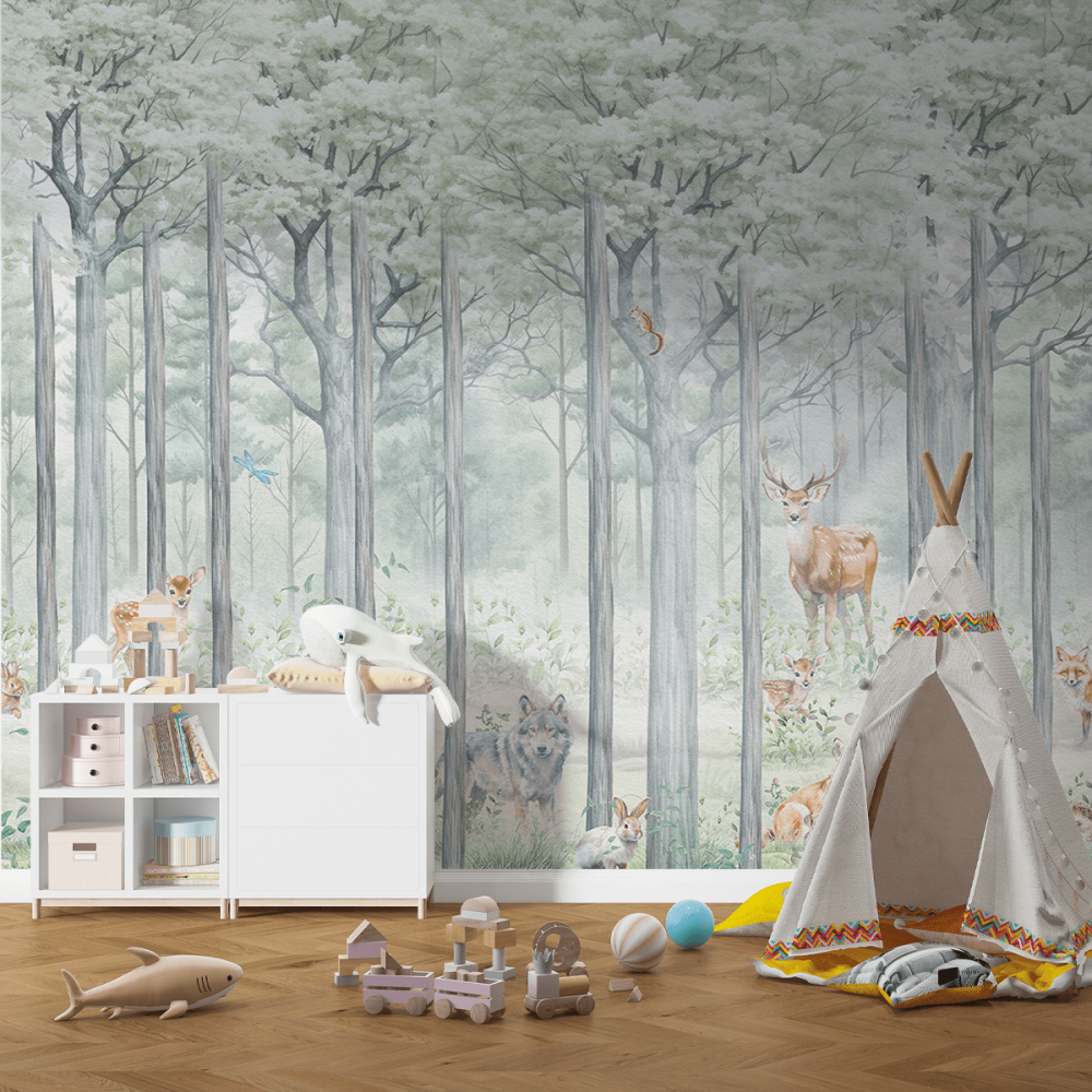 Papel de Parede Personalizado Bosque dos Animais Encantados
