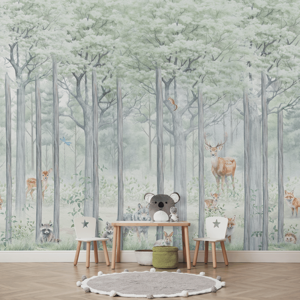 Papel de Parede Personalizado Bosque dos Animais Encantados