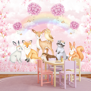 Papel De Parede Personalizado Bichinhos Fofos em Aquarela