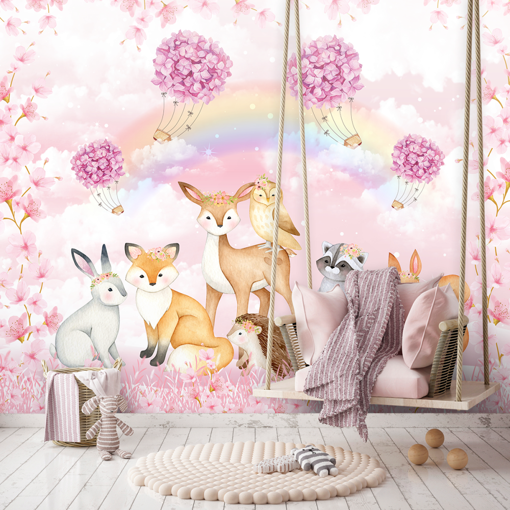 Papel De Parede Personalizado Bichinhos Fofos em Aquarela