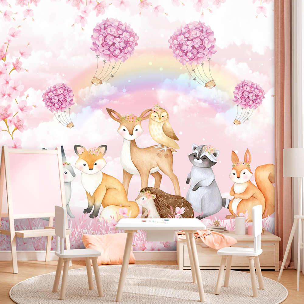 Papel De Parede Personalizado Bichinhos Fofos em Aquarela