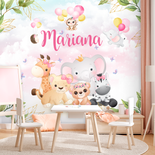 Papel De Parede Personalizado Mundo Animal Cute