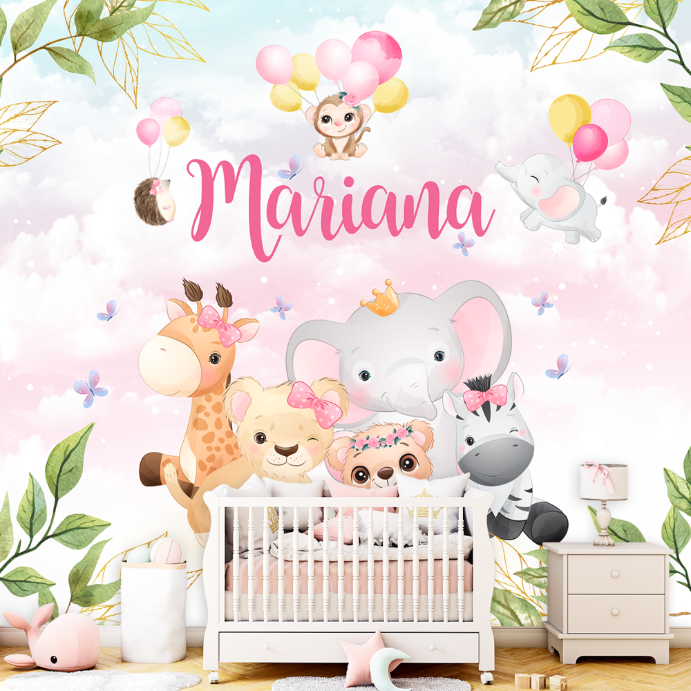 Papel De Parede Personalizado Mundo Animal Cute