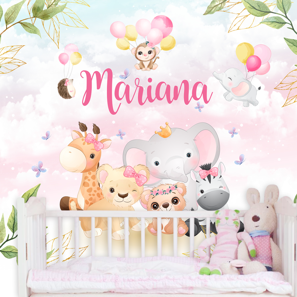 Papel De Parede Personalizado Mundo Animal Cute