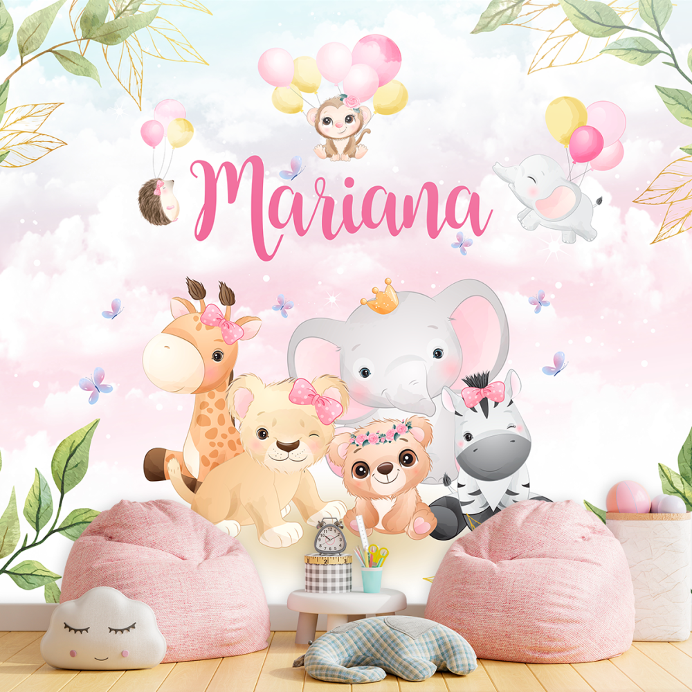 Papel De Parede Personalizado Mundo Animal Cute