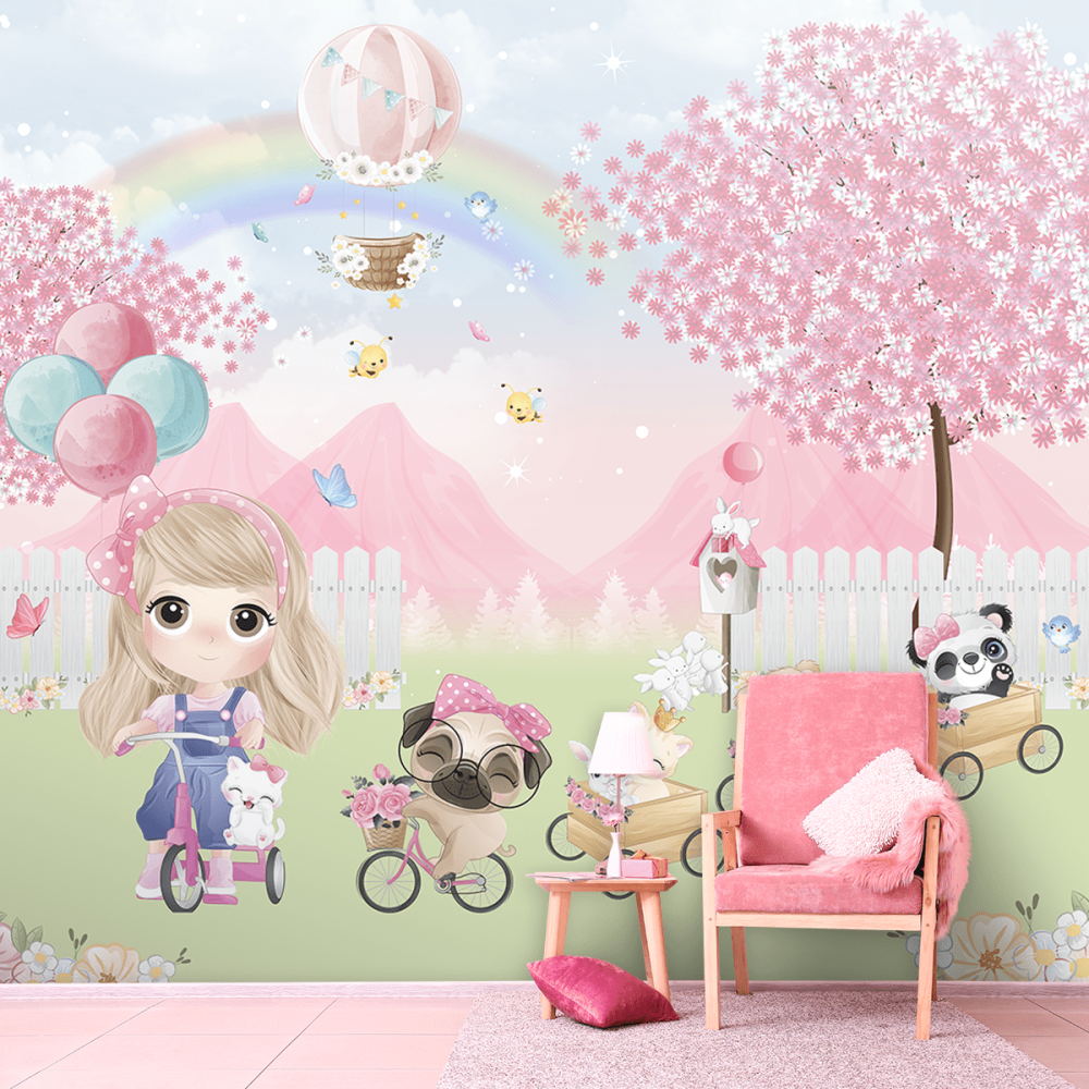 Papel De Parede Personalizado Passeio Encantado Amiguinhos