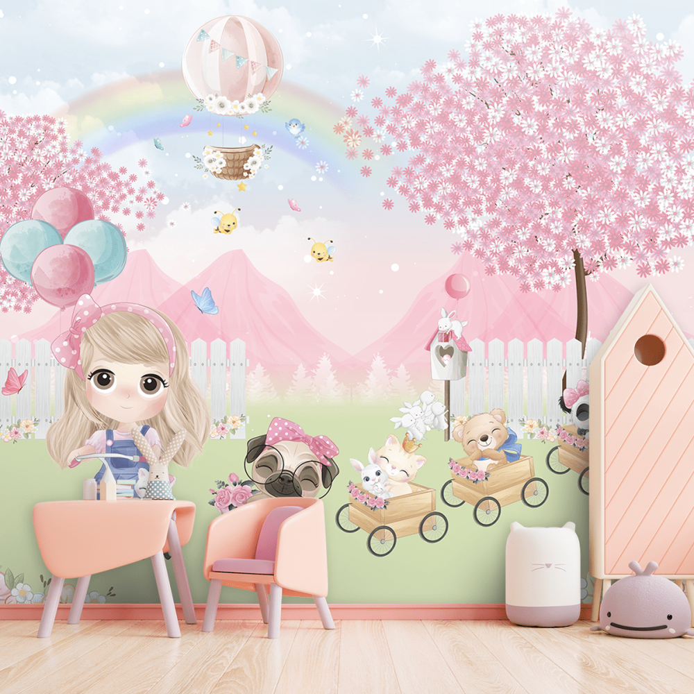 Papel De Parede Personalizado Passeio Encantado Amiguinhos