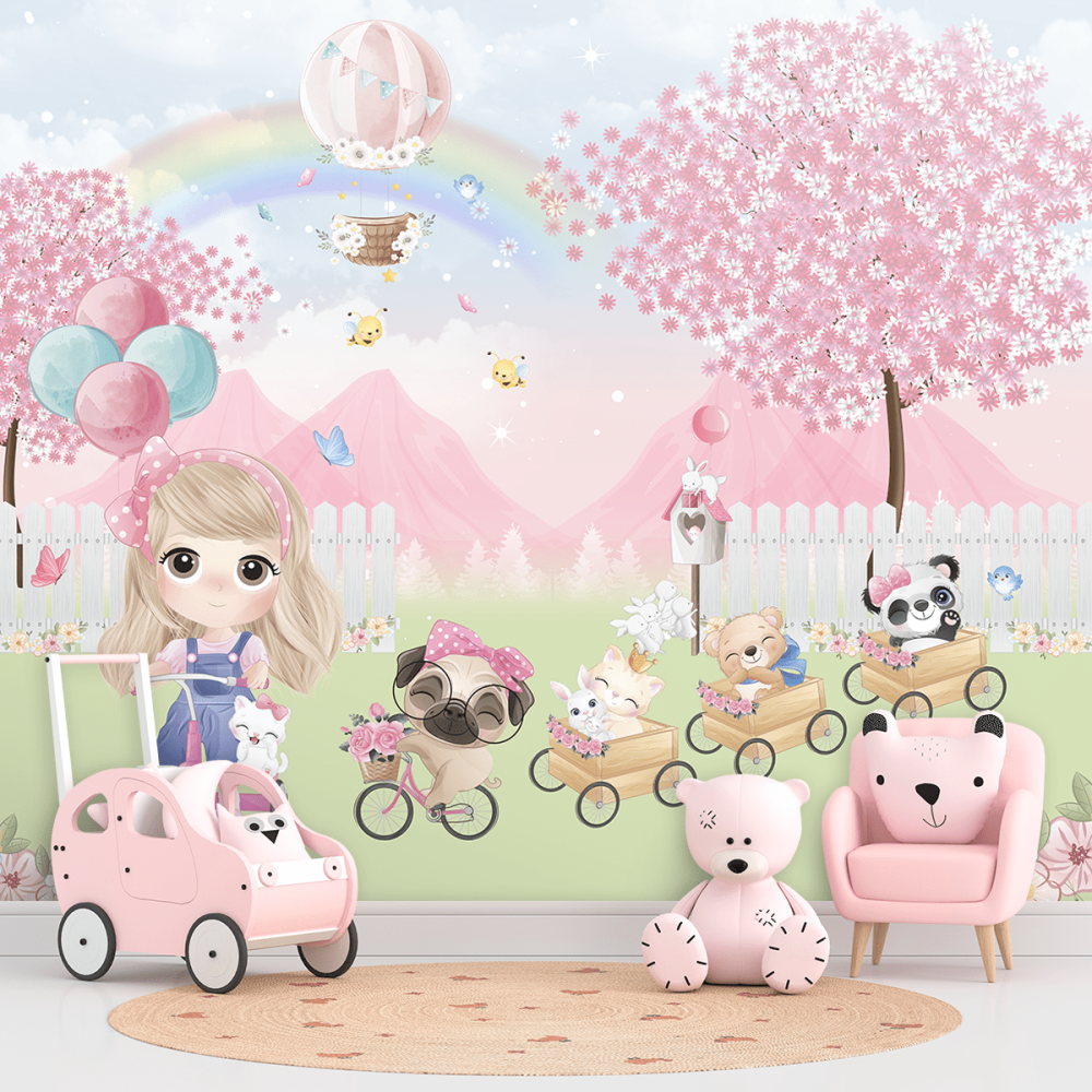 Papel De Parede Personalizado Passeio Encantado Amiguinhos