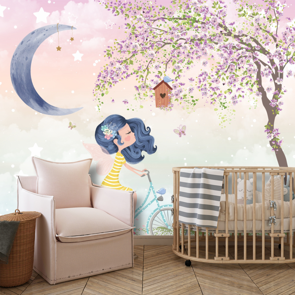 Papel De Parede Personalizado Menina Passeando De Bike