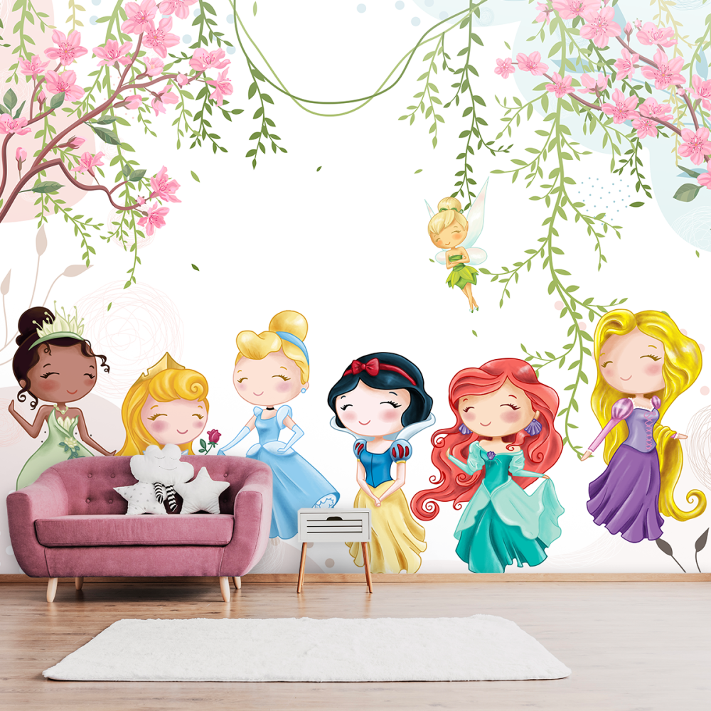 Papel De Parede Personalizado Princesinhas Cute
