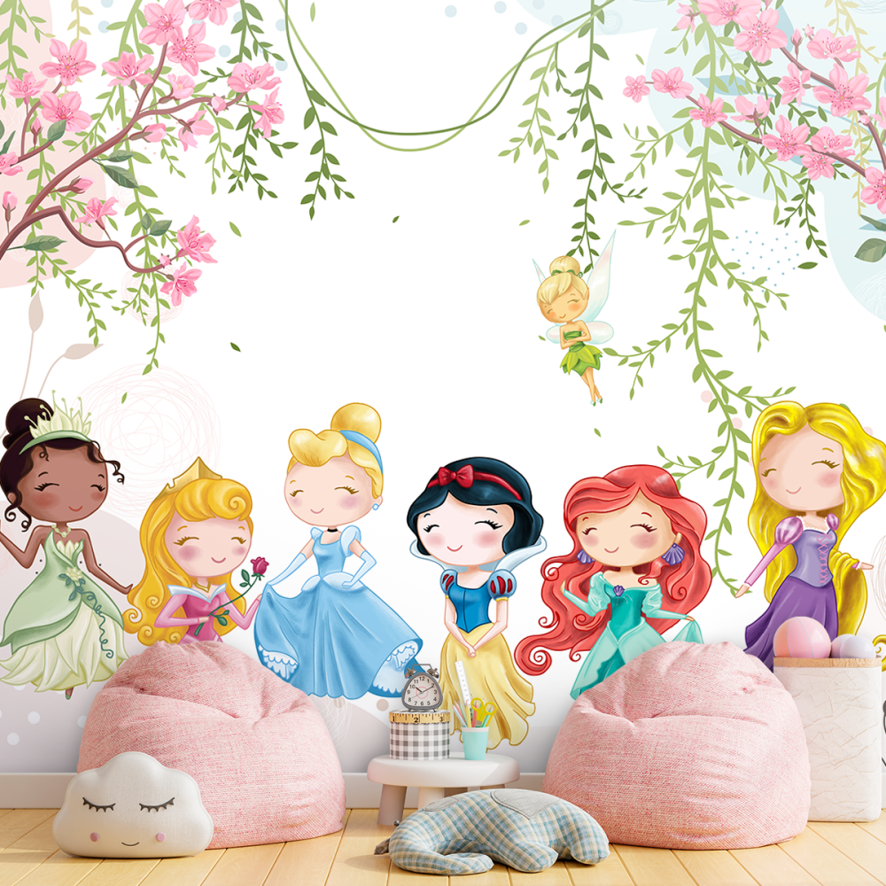Papel De Parede Personalizado Princesinhas Cute