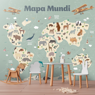 Papel De Parede Personalizado Mapa Mundi Safari