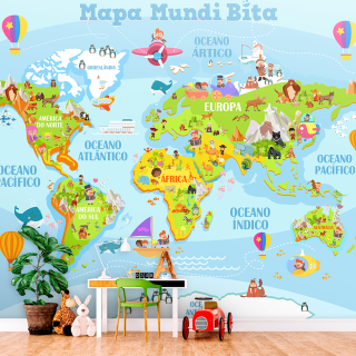 Papel De Parede Personalizado Mapa Múndi Bita