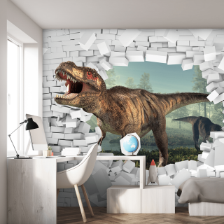 Papel De Parede Personalizado Dinossauro Buraco 3D