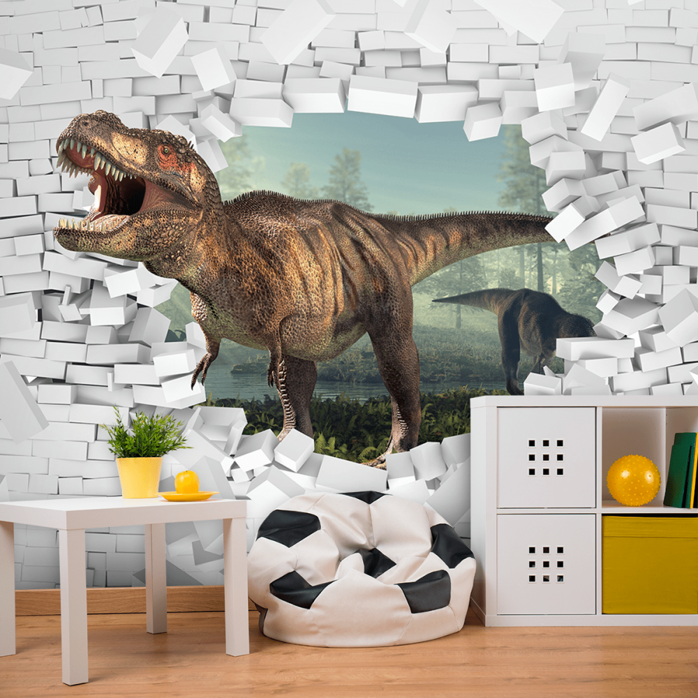 Papel De Parede Personalizado Dinossauro Buraco 3D