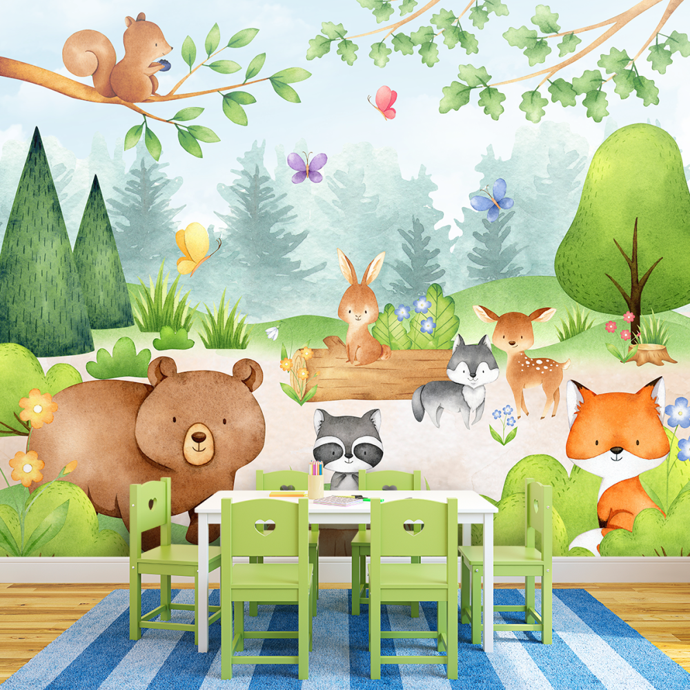 Papel De Parede Personalizado Floresta Aquarela