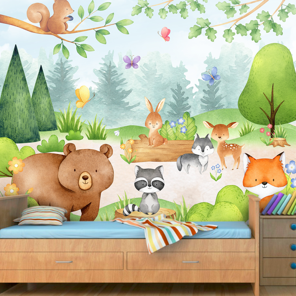 Papel De Parede Personalizado Floresta Aquarela